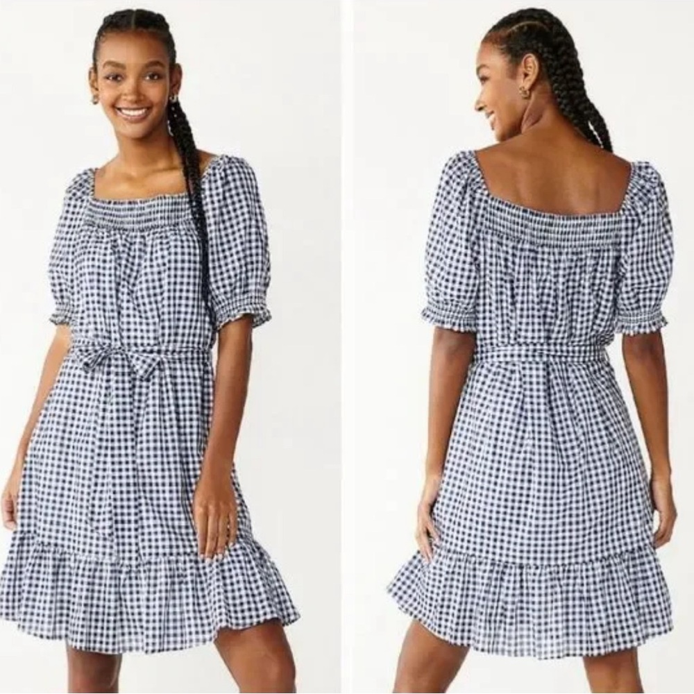 Draper James Smocked Gingham Ruffle Dress